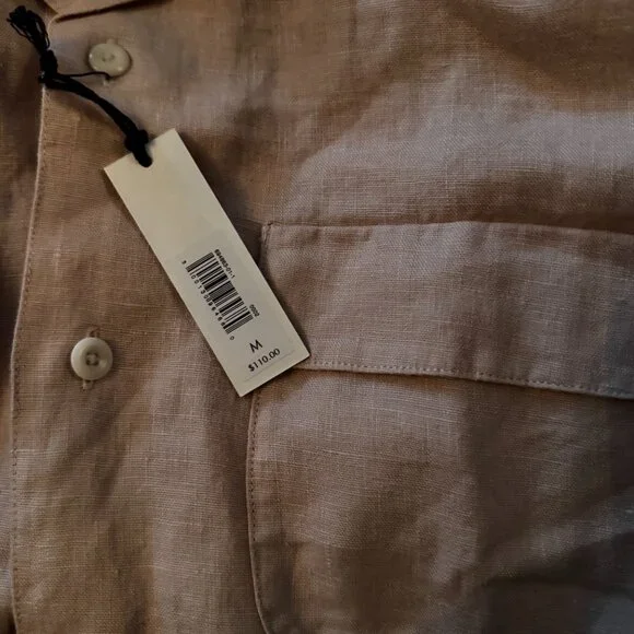 BANANA REPUBLIC. STANDARD-FIT LINEN RESORT SHIRT * SIZE MEDIUM * PINK - Picture 4 of 6